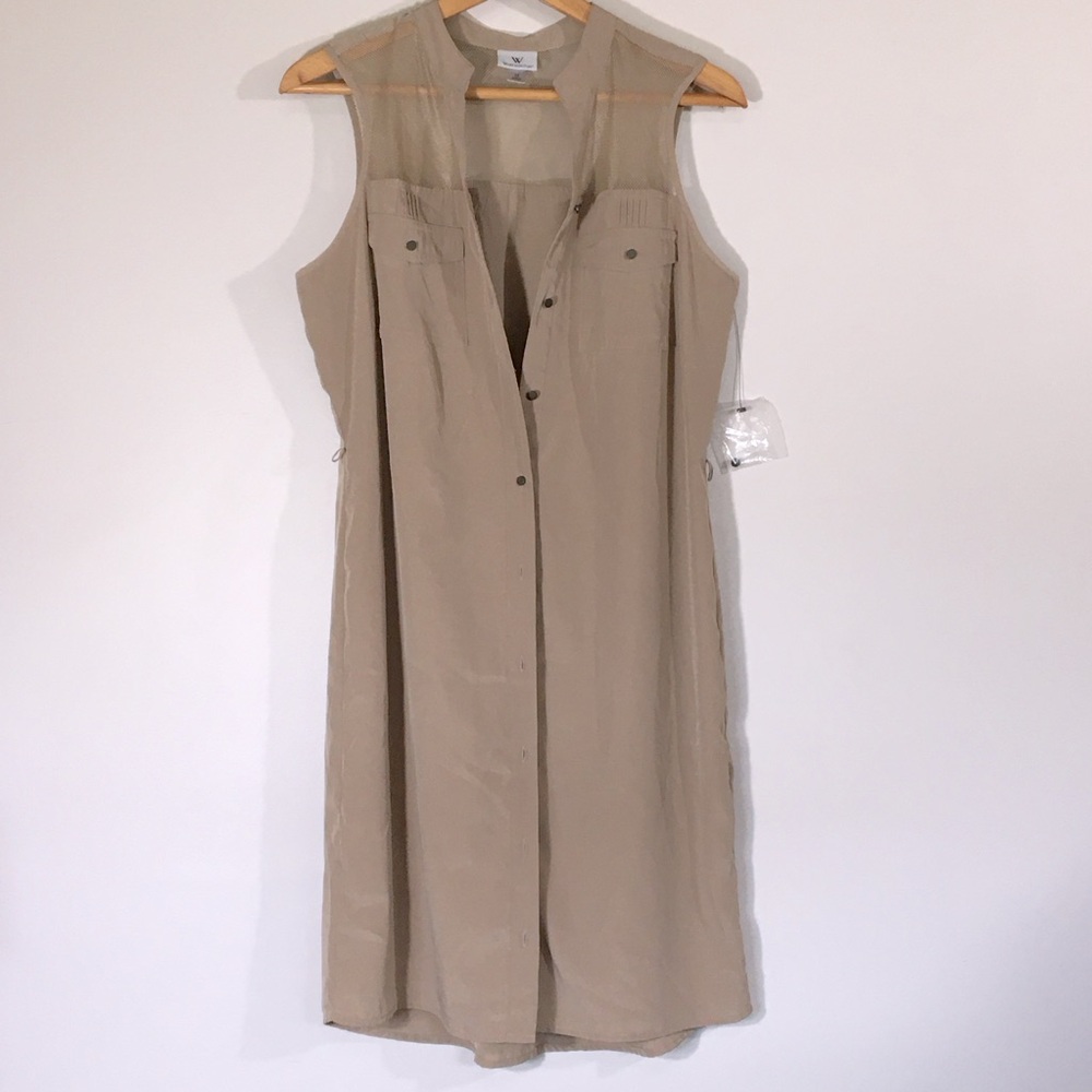 Worthington Khaki Safari Shirt Dress NWOT‎